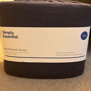 Simply Essential Heathered Jersey Solid Sheet Set - King - Navy